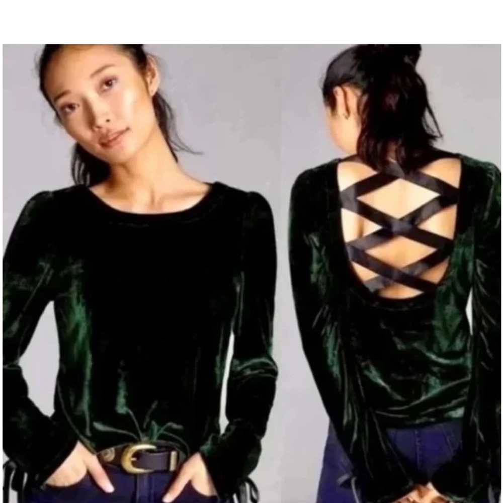 Velvet Green Crisscross Back Top